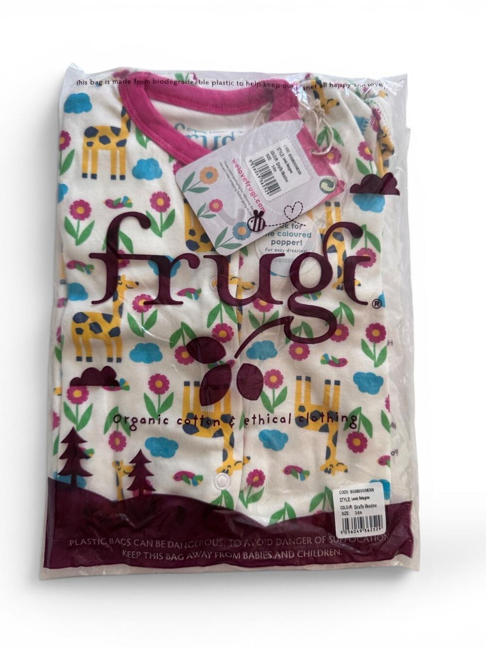 NWT Frugi organic giraffe meadow footie onepiece